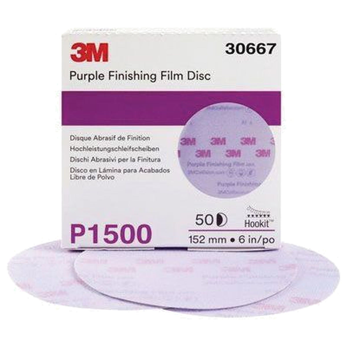 Disco 3M Hookit Purple Finishing Film grano P1500 de 6 pulgadas para correccion de barniz
