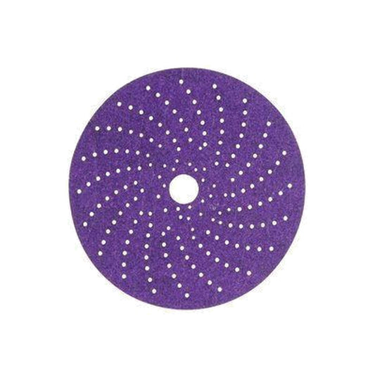 Caja y discos de lija 3M Cubitron II 737U de 6 pulgadas grano P80 con perforacion multiple