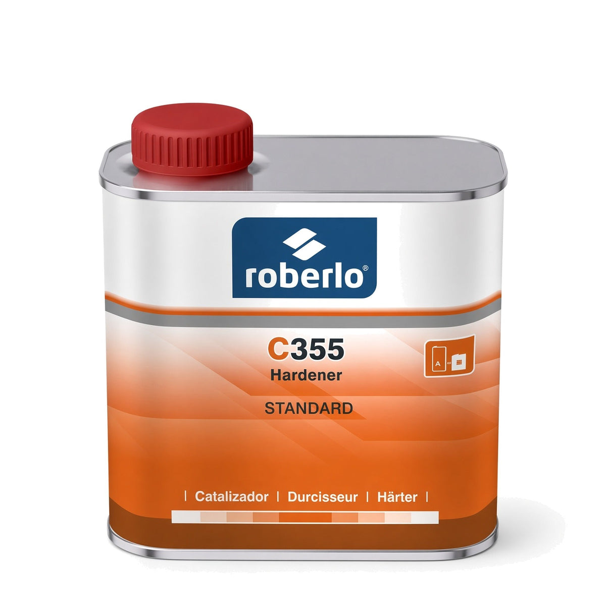 Lata de Roberlo C355 HS Hardener Standard, catalizador de altos solidos para sistemas 2K