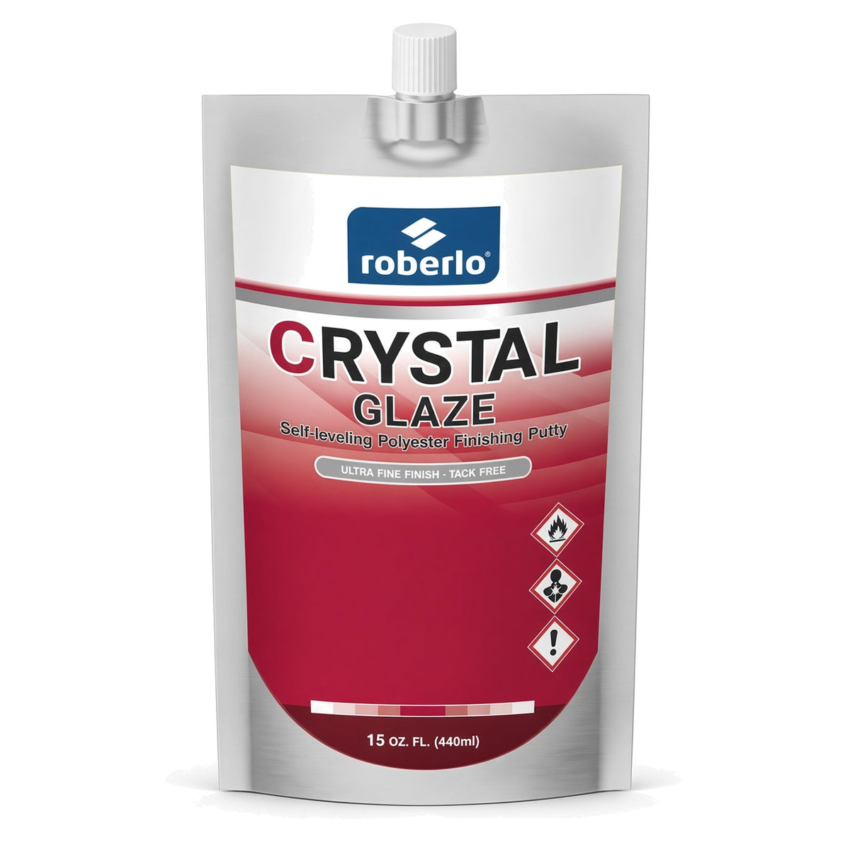 Pouch de 440 ml de Roberlo Crystal Glaze, masilla de poliester autonivelante de acabado ultrafino