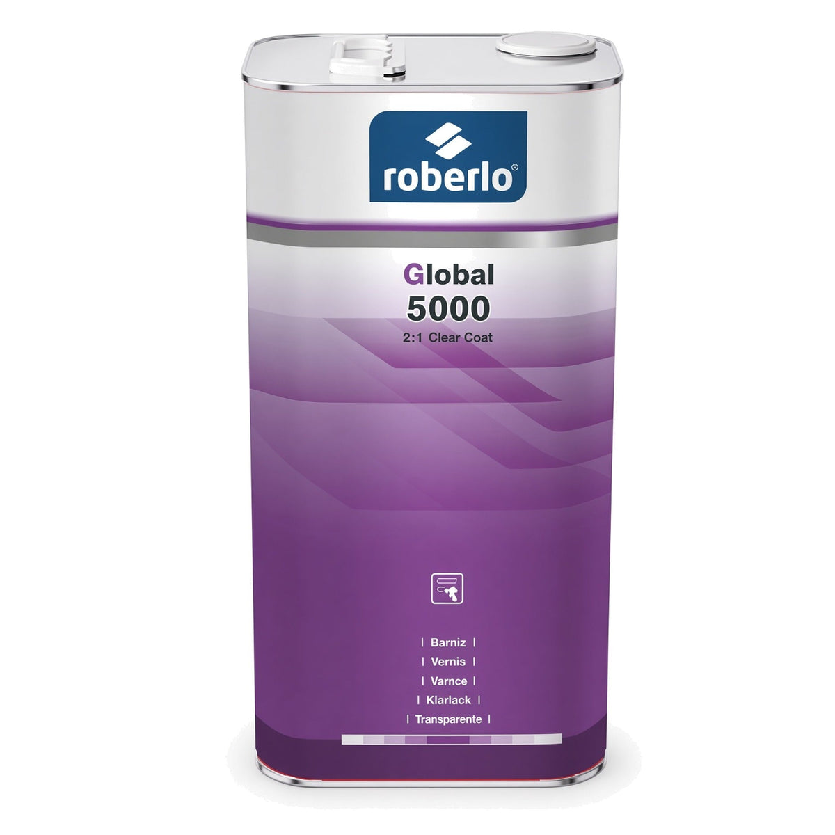Lata de Roberlo Global 5000, barniz acrilico 2K 2:1 para repintado automotriz