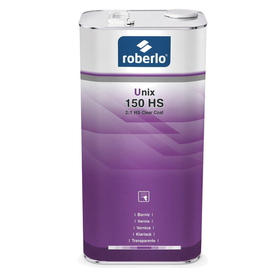 Lata de Roberlo Unix 150 HS, barniz de altos solidos 2K con buena resistencia y brillo