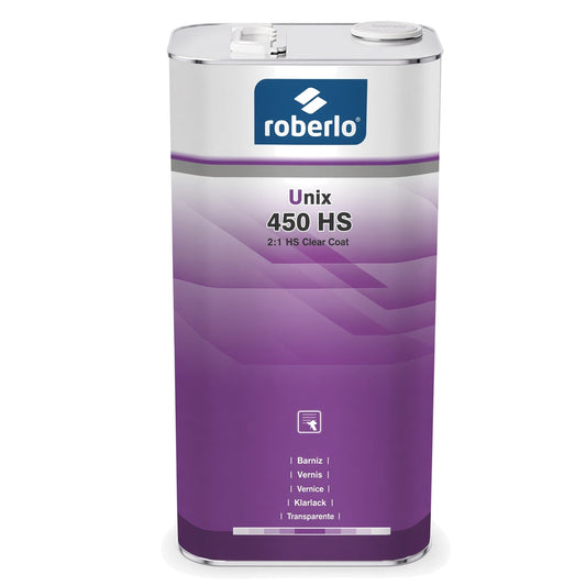 Lata de Roberlo Unix 450 HS, barniz de altos solidos 2:1 con acabado de alto brillo